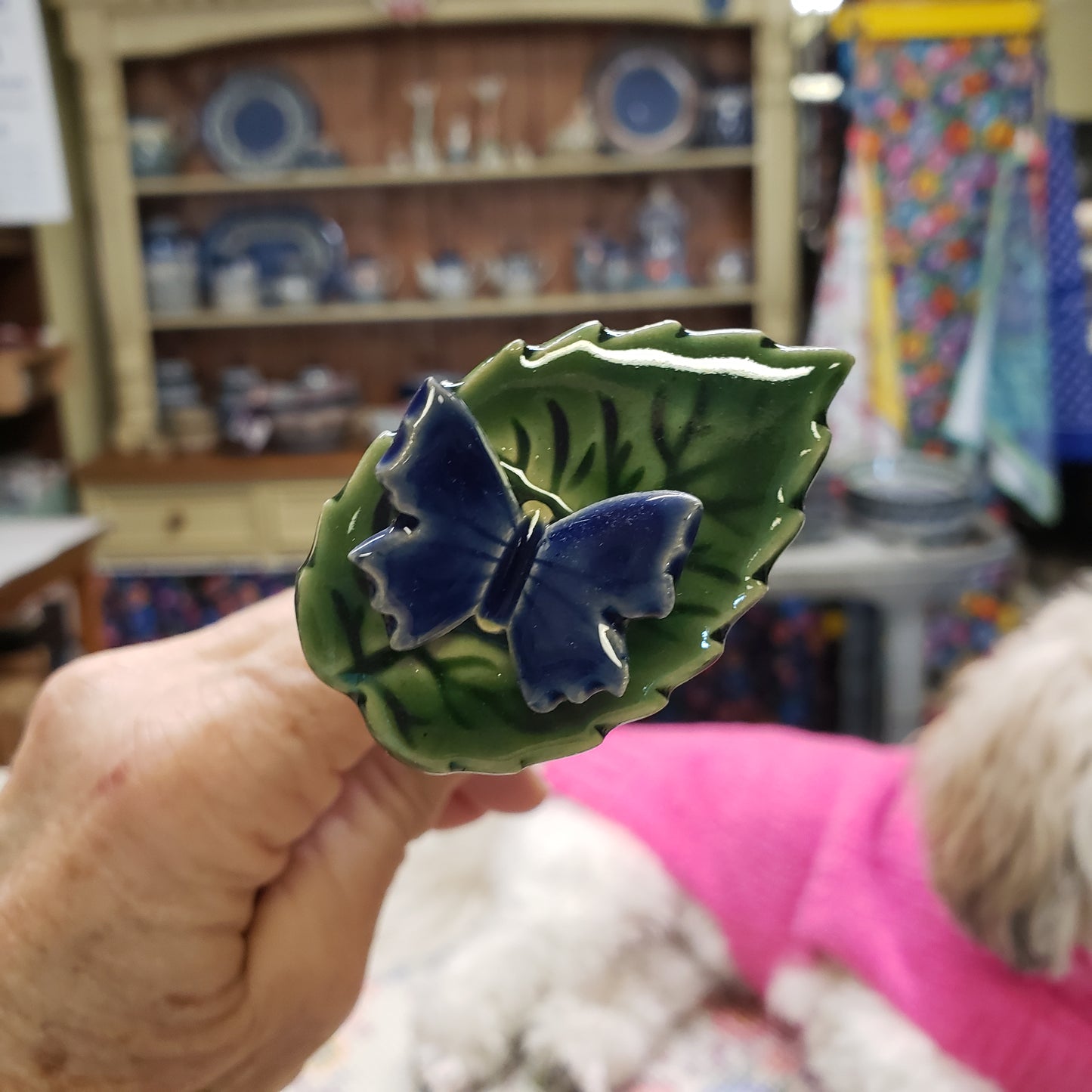 Swedish Ceramic blue Butterfly leaf