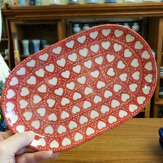 Tray 9" Red Hearts