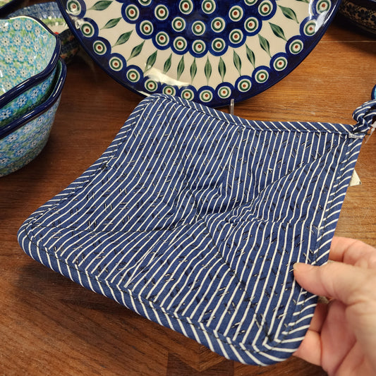 Cozy for BOWLS and small plates  Navy Pinstripe