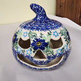 Pumpkin Jack o lantern 5" floral blue