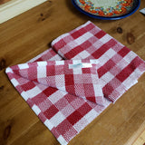 Towel Woven Red & White