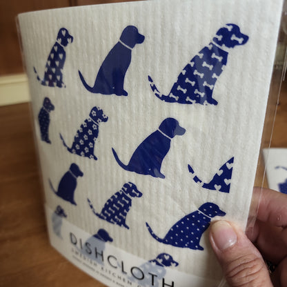 Dishcloth from Sweden Dogs Blue Jangneus