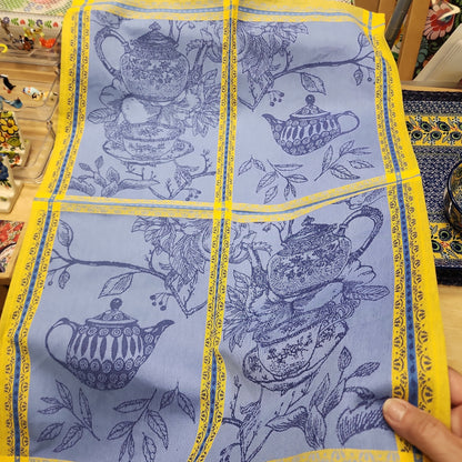 Tea Towel Blue Teapots