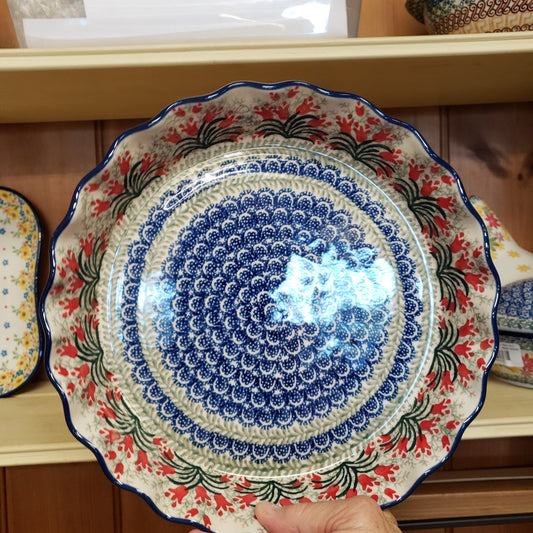 Pie Plate ~ Fluted ~ 10" 636~1437X ~ Crimson Bells PF0323